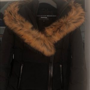 Mackage Black Jacket with Fur Trim